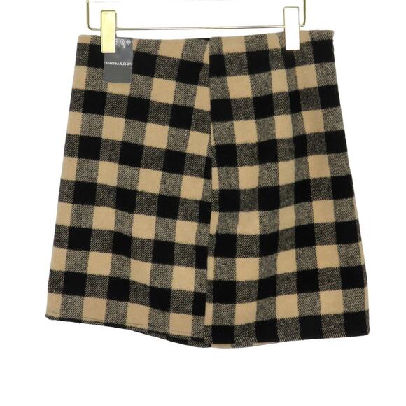 Primark Black & Cream Plaid Mini Skirt Preppy Twee Retro Small - Picture 2 of 6